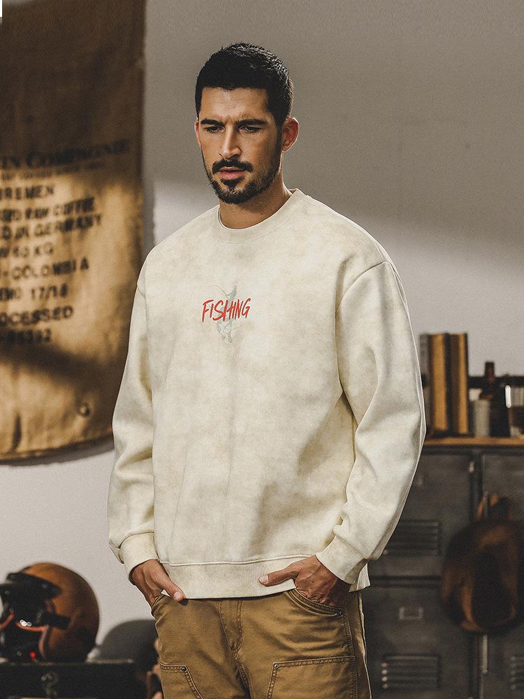 

Тяжелый весенний свитер мужской американский ретро-куртка для молодых мужчин свободная модная одежда большого размера топ модный 4XL абрикосовый