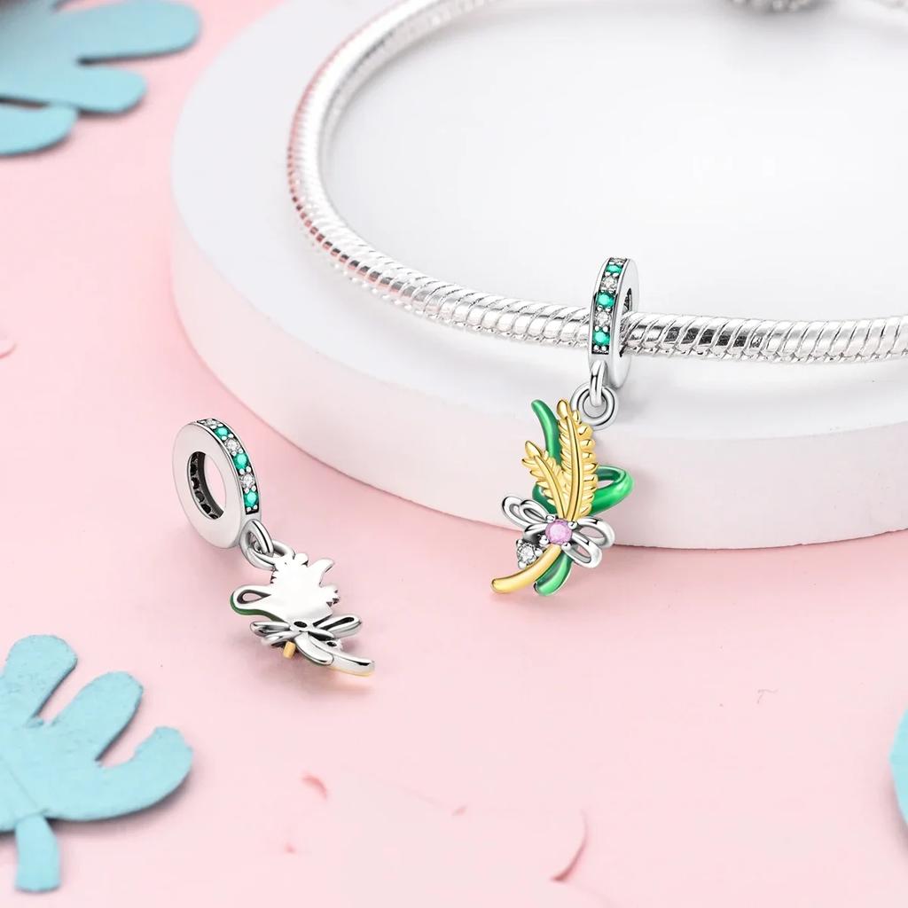 Copper Green Series Tree Cactus Leaves Pendant Diy Charm Beads Fit Original Bangle Charms Bracelet Women Jewelry