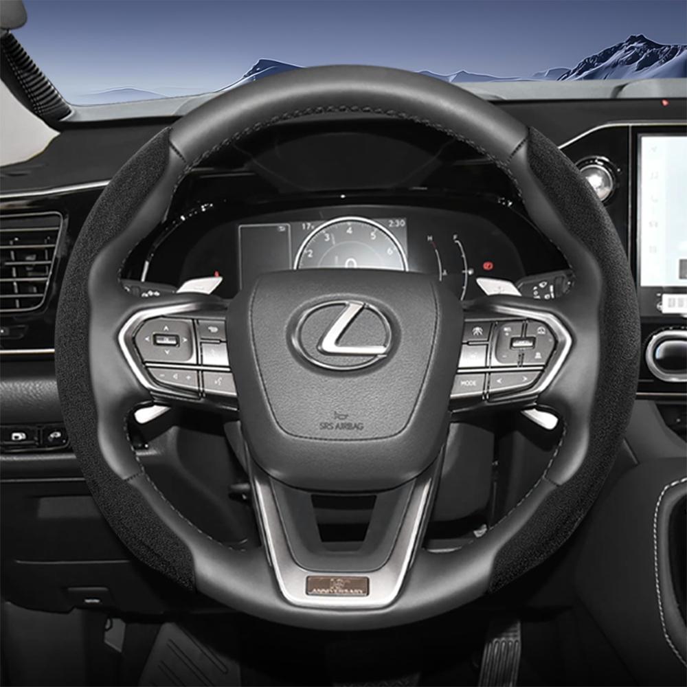 Suitable for Lexus Sports Suede Steering Wheel Cover, Split Snap-On Type, Non-Slip and Durable, for Models Such as Rx Nx Es Gx Lbx Ux Is Rz Lx