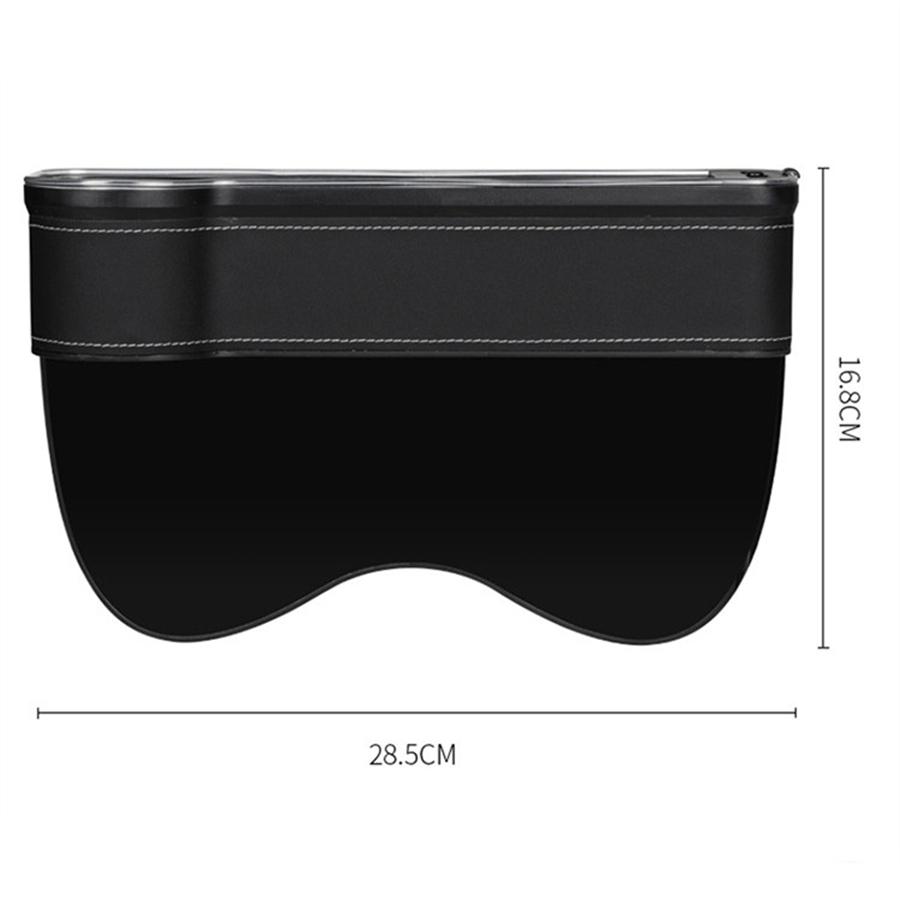 Led Atmosphere Light Car Seat Crevice Storage Box Usb QC3.0 Charging Port Seat B