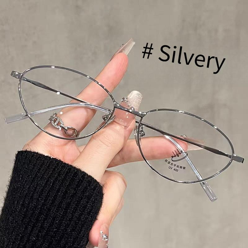 

A Refreshing Feeling Reading Glasses Metal Eyeglass Frame Oval Cat Eyes Anti Blue Light Small Frame Presbyopia Glasses 0~ +4.0 0 Anti blue light