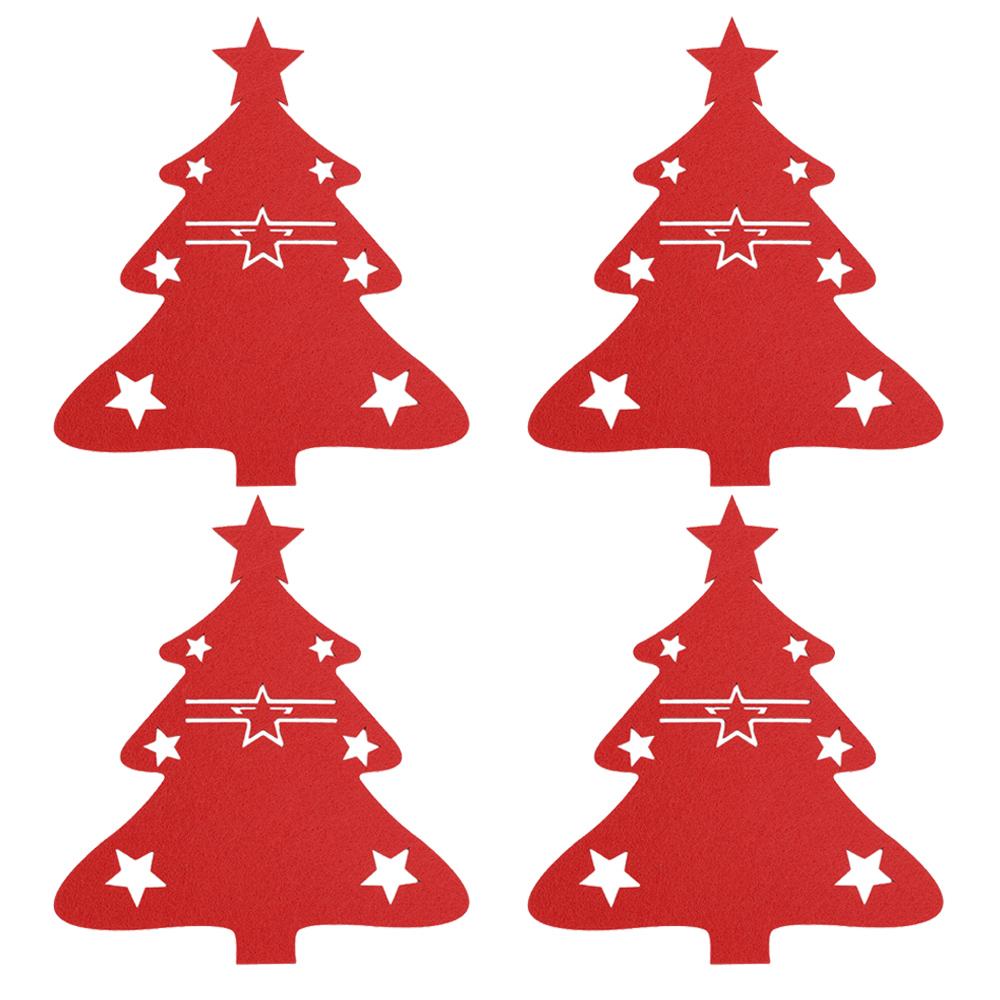 4PCS Christmas Cutlery Holder Bags Snowflake Xmas Tree Knife And Fork Pocket Cutlery Bag Xmas New Year Dinner Table Decorations