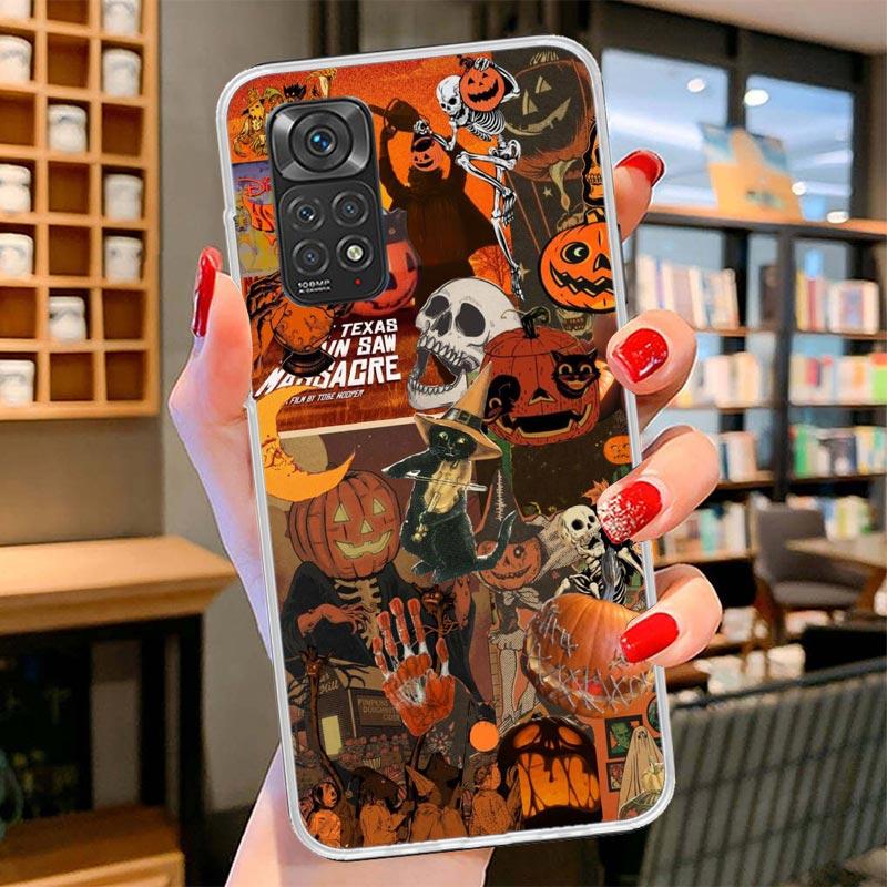 Halloween Fall Art Witch Cat Cover Phone Case For Xiaomi Redmi Note 15 14 13 12 11 10 Pro Plus 14S 12S 11S 11T 11E 10S Soft Fund