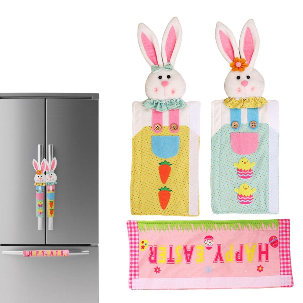 Fridge Handle Covers 3Pcs  Easter Bunny Refrigerator Handle Protectors Non-slip Thicken Door Knob Rotective Dust Covers
