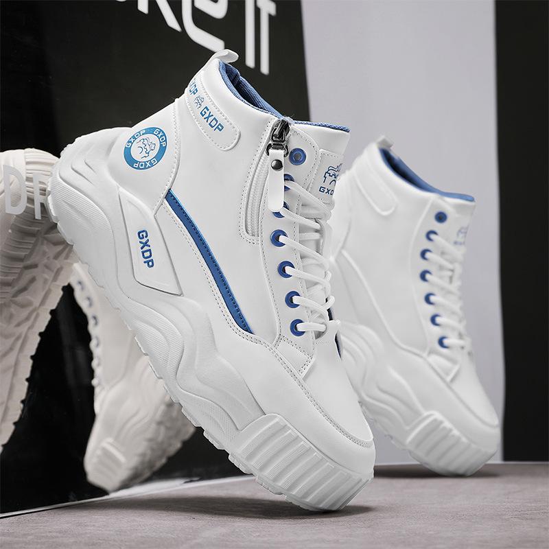 

Мужская обувь кожаная поверхность водонепроницаемая весенняя универсальная интернет-знаменитость личность толстая подошва увеличивающая рост спортивная и повседневная обувь уличная съемка Кор 44