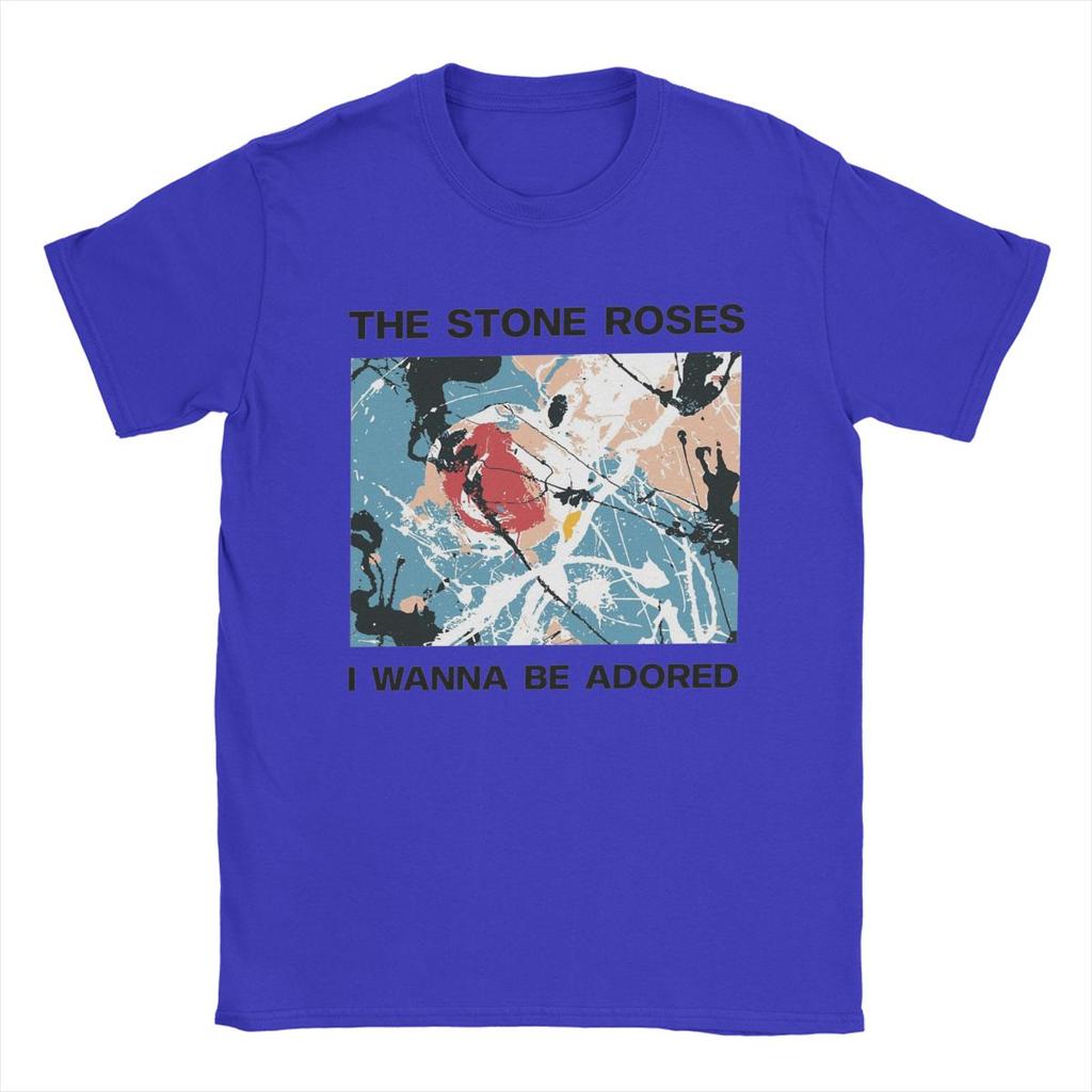 Men T-Shirt Stone Roses I Wanna Be Adored Funny Pure Cotton Tees Short Sleeve T Shirts Crewneck Tops Plus Size