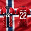 Unisex Norway Inspired No.9 Football T-shirt 3D Print Norwegian Pattern Breathable Short Sleeve Sports Jersey for Adults Kids