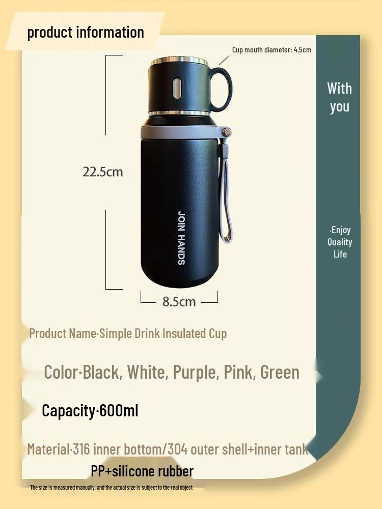 316 Stainless Steel Large Outdoor Thermos Cup for Tea and Water, Portable for Men, Women, and Students
