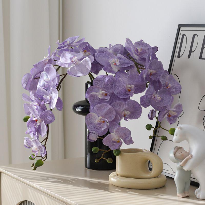 French Retro 9-Head Phalaenopsis Light Luxury Artificial Flower for Living Room, Dining Table, Weddings, and New Year Decoration