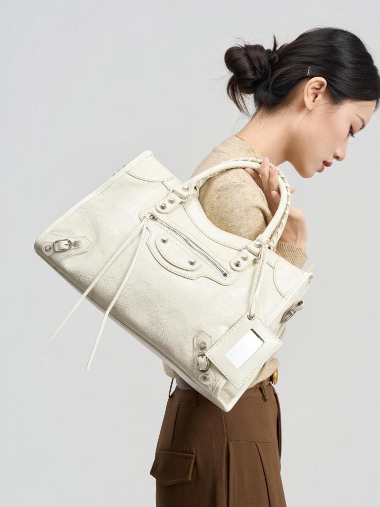 Trendy Sassy Retro Leather Studded Crossbody Motorcycle Bag - Large Capacity Tote