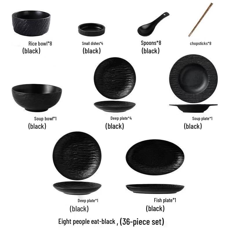 Abay Japanese Ceramic Underglaze Dinnerware Set for 8