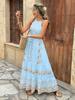 Besticktes elegantes Maxikleid mit Spaghettiträgern und tailliertem Schnitt