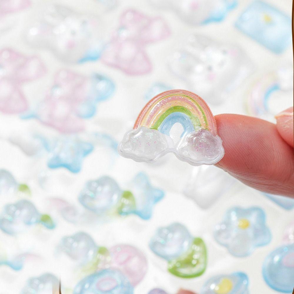 Embossed Animal 3D Crystal Sticker DIY Crafts PVC Cartoon Animal Sticker Melody 3D Relief Stiers Drop Particle Decal