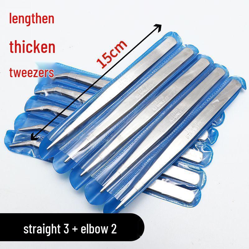 Sewing Tools Set: Stainless Steel Straight & Curved Tweezers, Repair Pliers, Needle Threader, Thickened Tailor's Clip