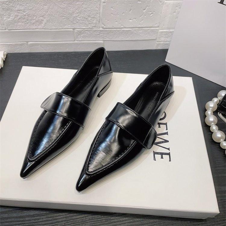 2025 Spring and Autumn New Pointed Flat Single Shoes Two-wear Flat Heel British College Style Casual Small Leather Shoes Women