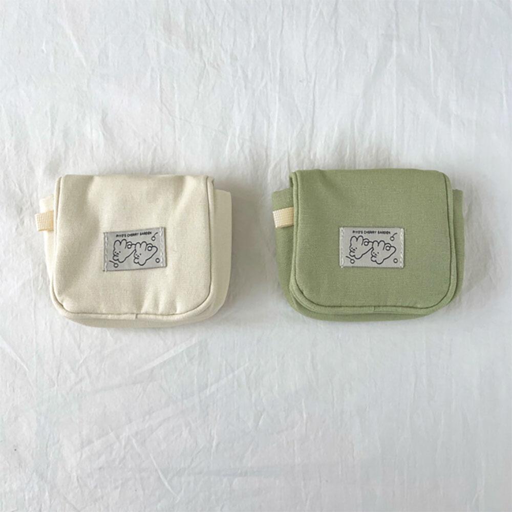 Mini Portable Canvas Coin And Card Holder, Simple Retro Headphone Bag, Simple Solid-Color Wallet And Card Storage Bag, Cute Smal