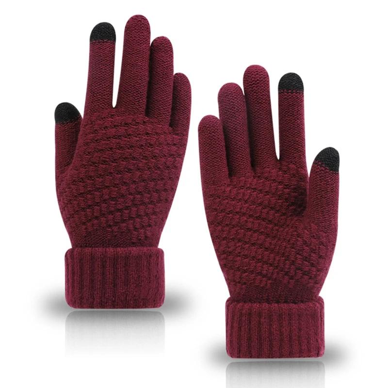 Winter Men and Women  Knit Touchscreen Gloves Warm Touch Gloves Texting Anti-slip Gloves for Adults