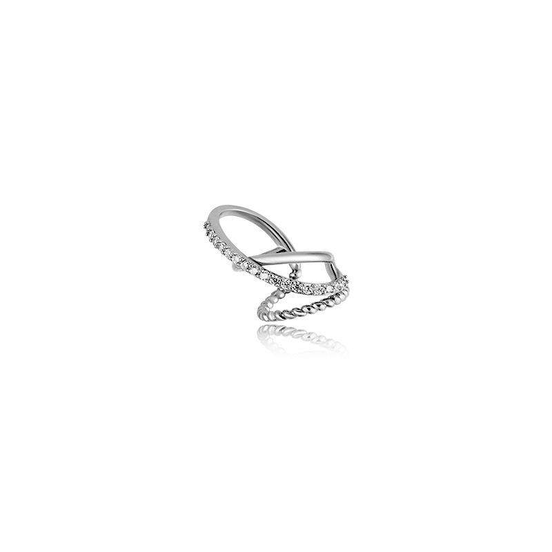 Zircon Multilayer Ear Cuff with Irregular Cross Lines - No Piercing Needed