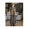 Women Floral Embroidered V Neck Button Front Cotton Vest
