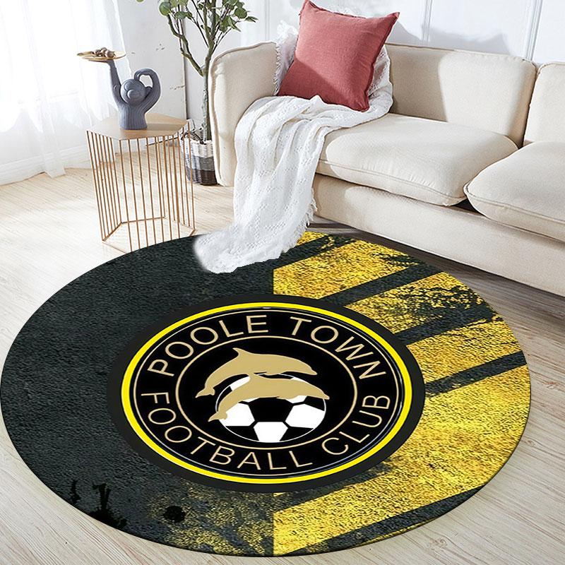 Poole Town Football Club,Round Area Rug,Carpet Rug for Living Room Bedroom Sofa Playroom Decor,Non-slip Floor Mat