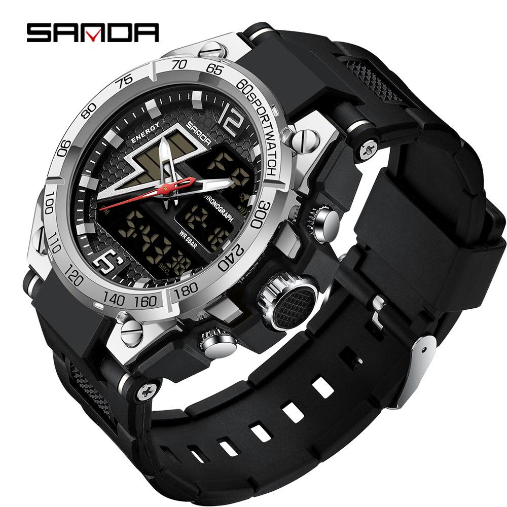 Sanda 6024 Outdoor Sports Shockproof Waterproof Luminous Watch - Unisex Multifunctional Electronic Watch