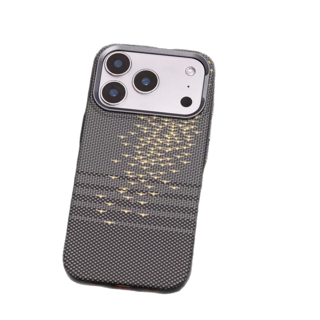 Floating light wave for iPhone17PROMAX embossed Kevlar magnetic mobile phone case Apple 16 premium sense