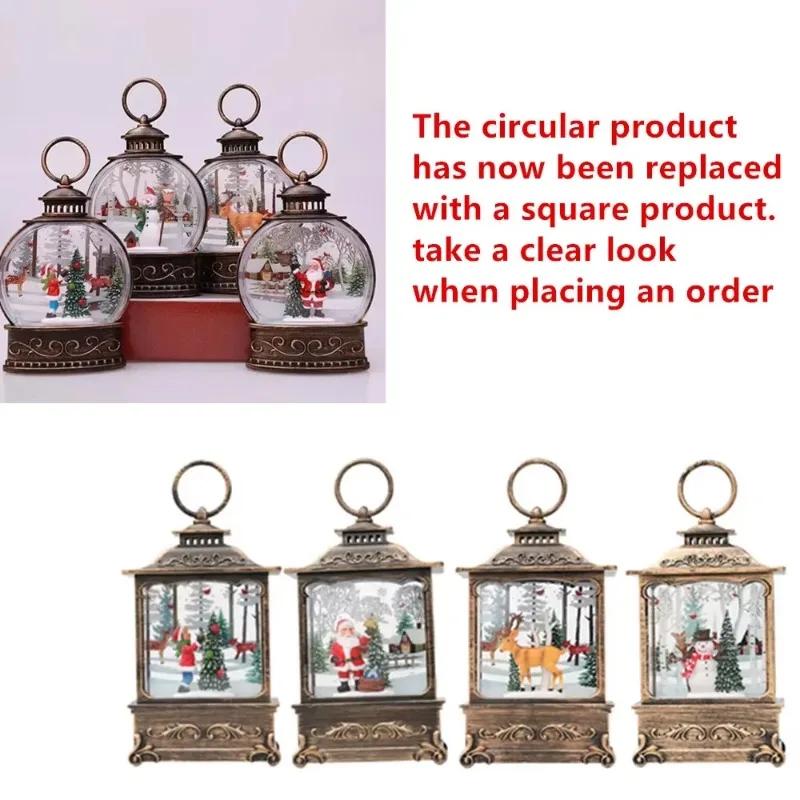 2024 Lighted Christmas Snow Globe Lantern Battery Operated LED Night Light with Hook Christmas Tree Ornaments Gift Ideas 1pc