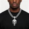 New Iced Out Skull Design Pendant Necklace Alloy Gold Plated Cuban Link Chain Hip Hop Streetwear Statement Charm Jewelry for Men