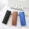 Hard Eyeglasses Case Fashion Geometric Line Decor Waterproof PU Leather Shockproof Spectacle Box for Students Teens