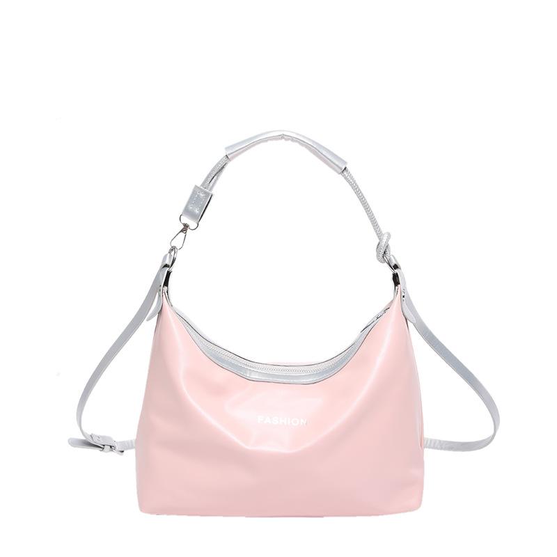 

Niche simple contrasting color portable large bag 2024 new textured commuter messenger bag versatile shoulder armpit bag рожевий