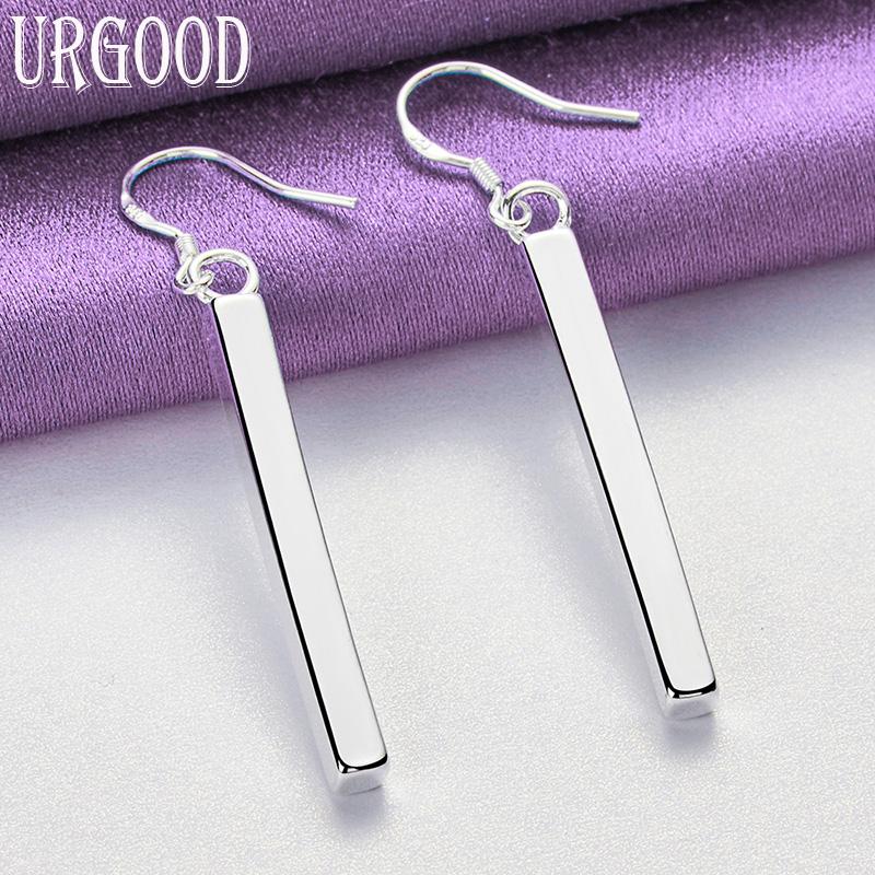 925 Sterling Silver Strip Pendant Earrings Gift Fashion Jewelry