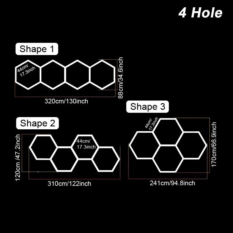 LED Hexagon Garage Lights Honeycomb Led Tube Lighting 85V-265V Car Detailing Ceiling Shop Light for Gym Car Care Wash Room