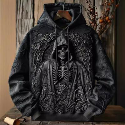 24 Grenzüberschreitender Unabhängiger Shop Herbst/Winter Neuankömmlinge Hoodies 3D Digitaldruck Halloween Herren Totenkopf Dunkler Stil Sweatshirts