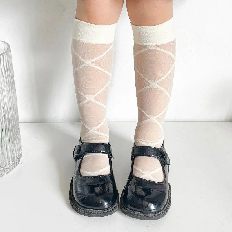 

1 пара детских шелковых носков для девочек, модные носки с бантом и сердечком для детей, летние носки для девочек JK, тонкие мягкие дышащие носки для маленьких девочек