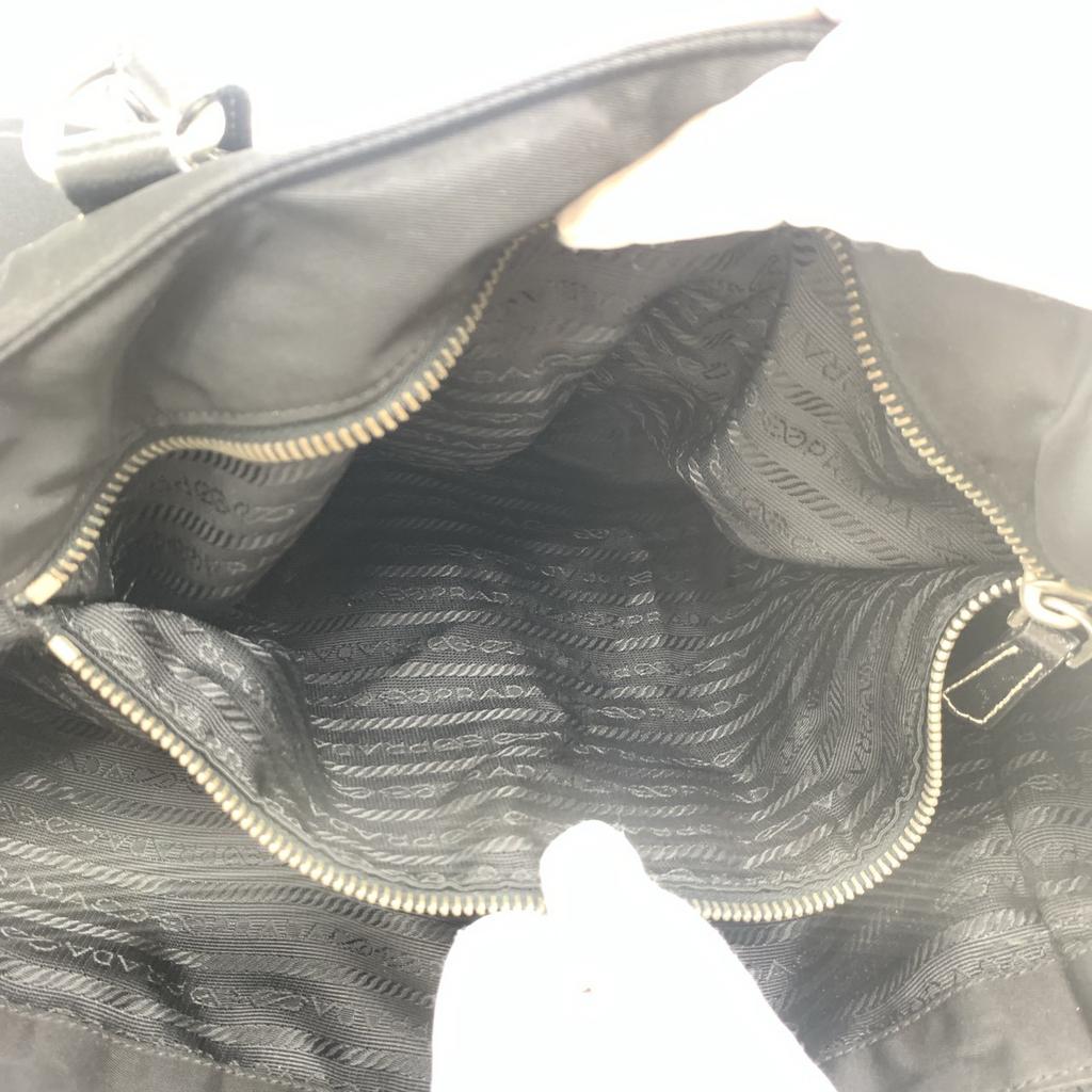 PRADA Tessuto Nylon Hand Tote Bag Shoulder Bag Triangle Logo Plate Silver Hardware Saffiano Leather Black A4 Size