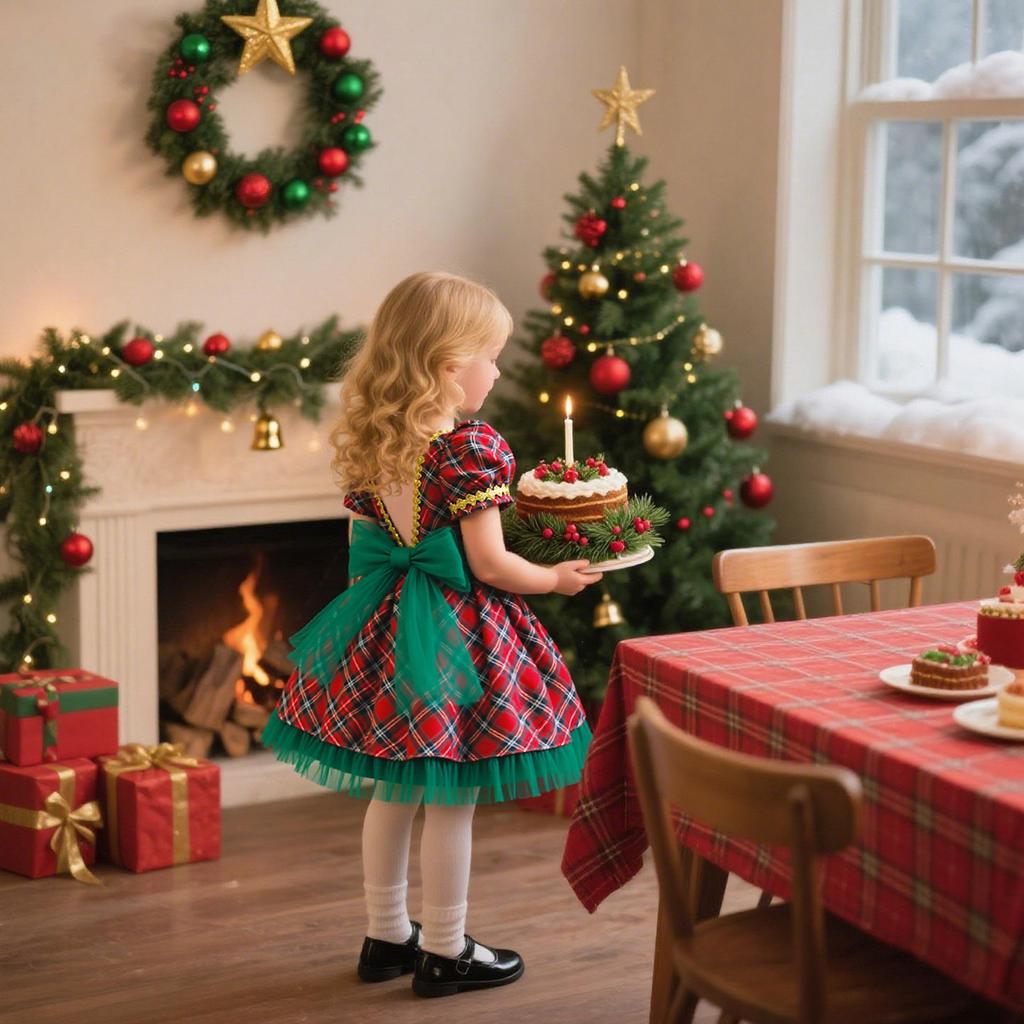 Red & Green Sequin Christmas Dress: Santa Claus Snowflake Costume, Girls' Mesh Princess Dress
