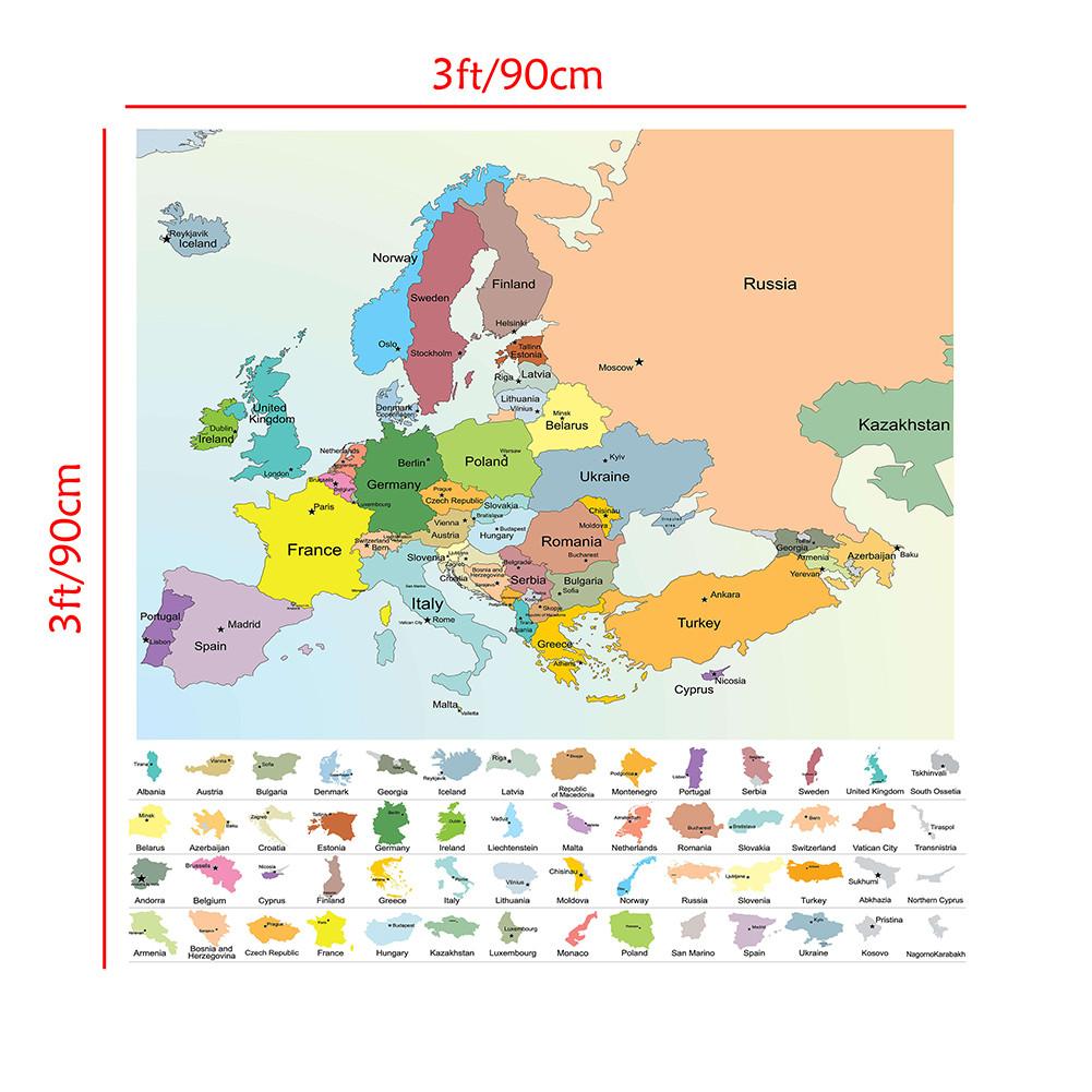 

Англійська карта-Карта Європи-Карта політичного поділу,Домашній декор,Навчання,Географічні інструменти,Інструменти для туризму/освіти 90cm*90cm(Non-woven)