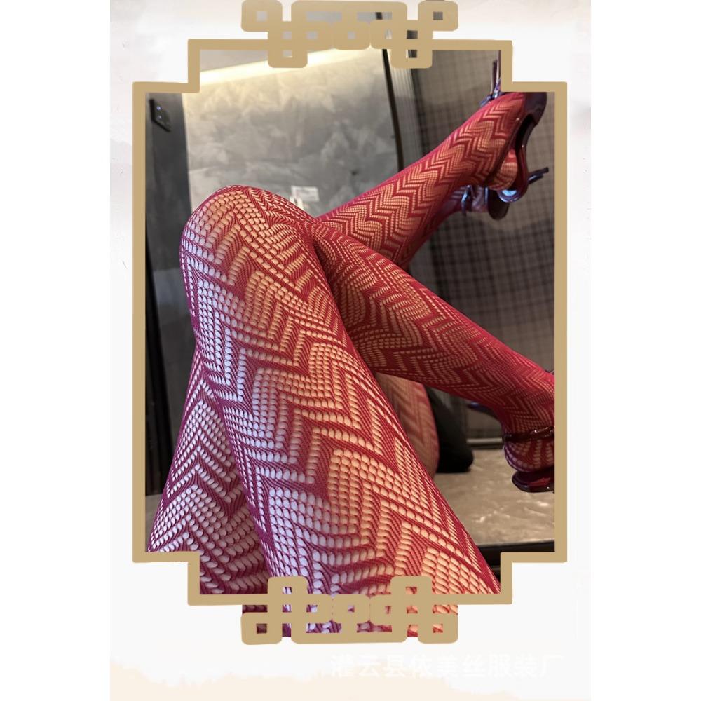 Man Want Sexy Lace Jacquard Sex Stockings Women's Thin Anti-hook Solid Color Pantyhose Transparent Fishnet Socks 4005