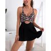 2026 New European American Printed One Piece Swimsuit for Women, Fashion Gathered Bust Backless Tie Design Bathing Suit