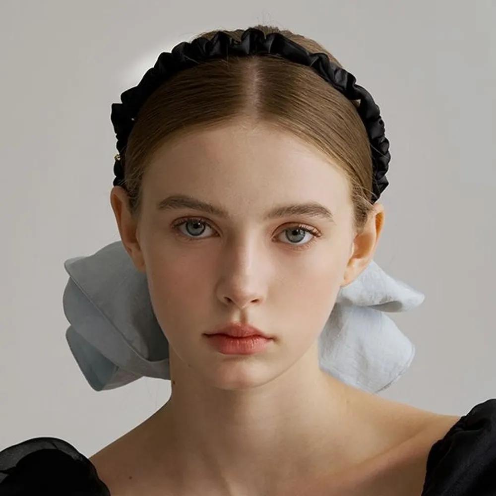 Plain Shirred Hairband JP-25-020HB black