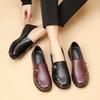 Women's Spring and Autumn PU Leather Soft Soled Single Shoes for Middle-aged and Elderly People, Comfortable Flat Bottomed Non Slip Shoes