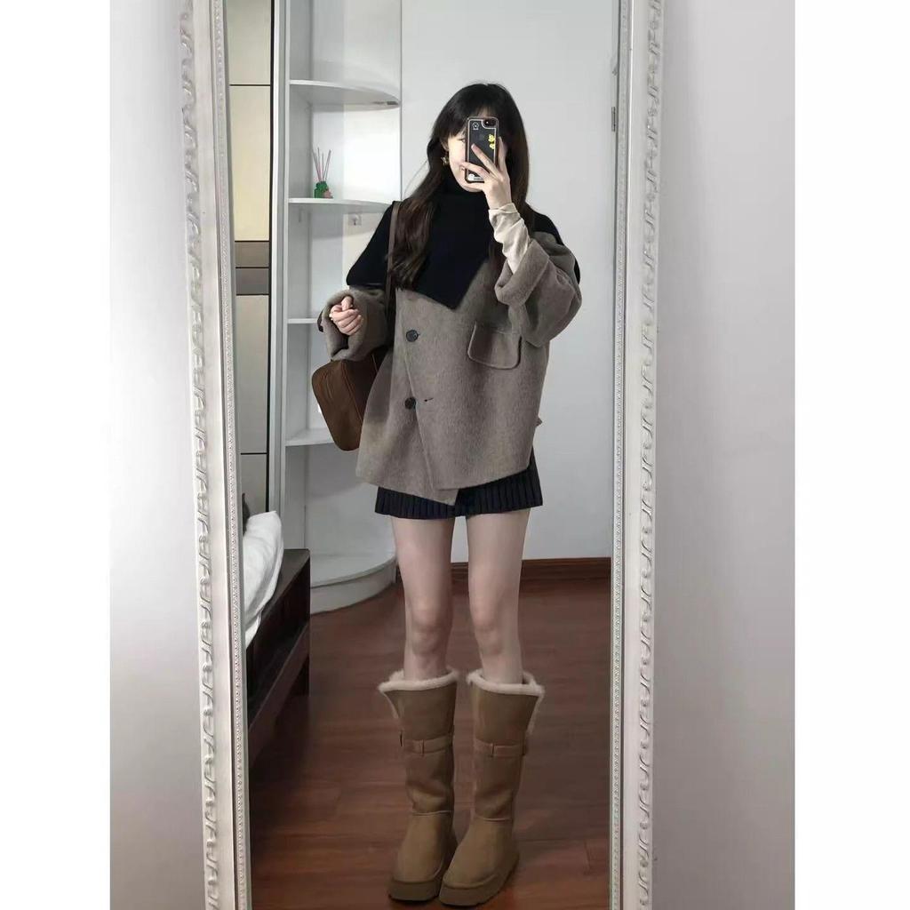2025 New Arrival Women's Short Woolen Coat - Korean Style Winter Jacket with Thick High-End Feel