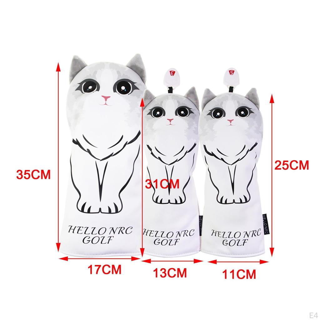 3pcs / 4pcs UT Cat Pattern Golf Hats wood top Cover, Guard Neck Cover