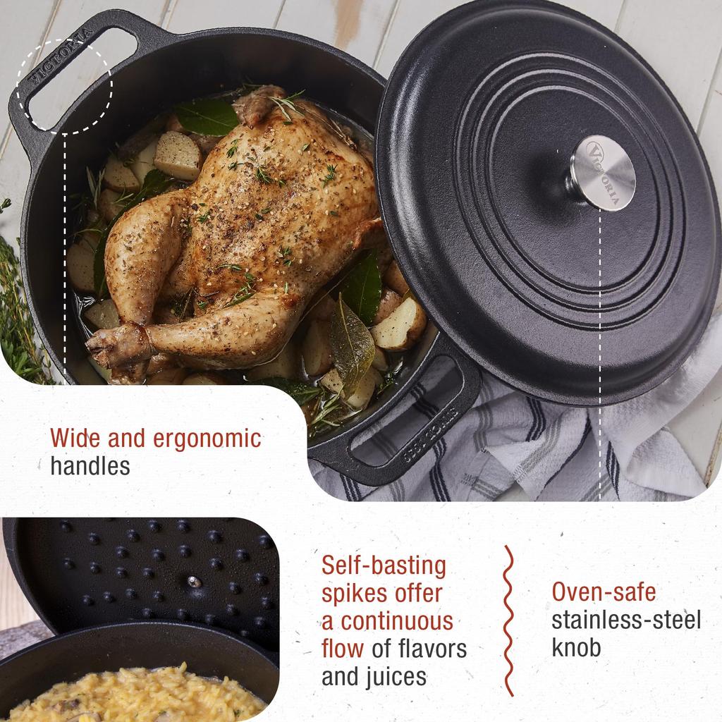 Japanska VICTORIA holländsk ugnslinfröolja Kryddat gjutjärn med lock [Äkta produkt] (7QT)