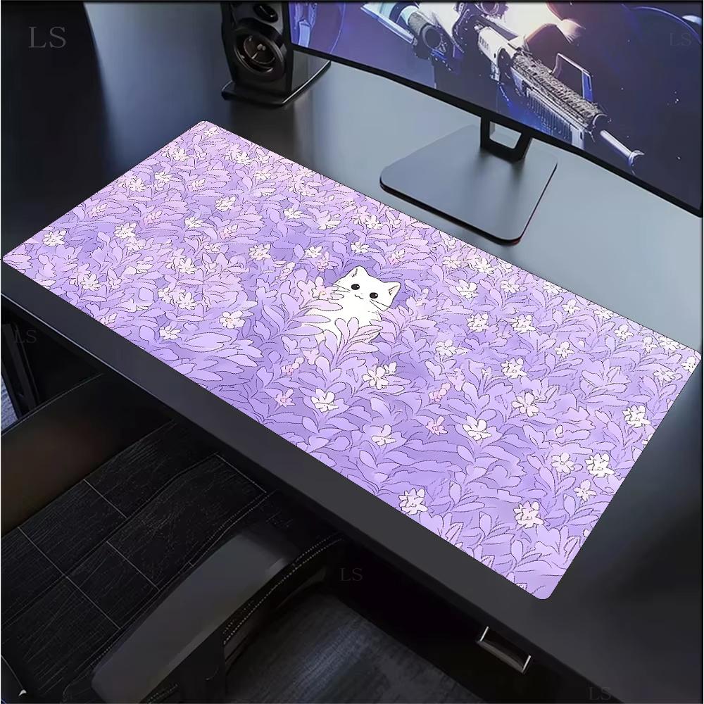 Cute Cartoon Cat Mouse Pad Large Computer Keyboard Mouse Pad Kawaii Natural Rubber AntiSlip Mat Perfect Gift Girlfriend Women