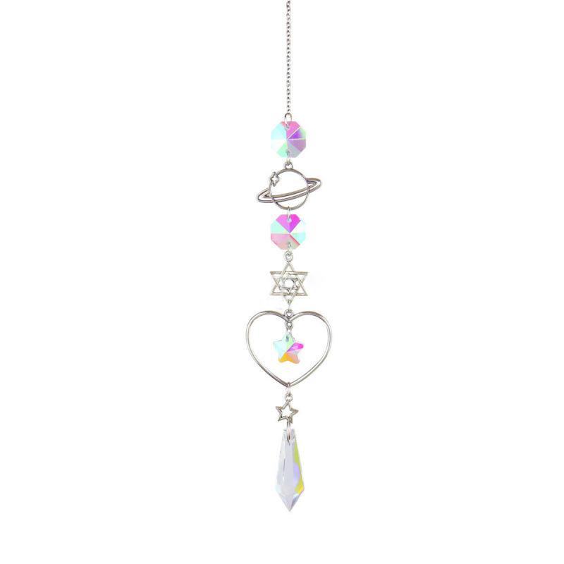 Hanging Crystal Pendant Garden Suncatcher Wind Chimes Rainbow Prism Crystal Chain for Window Drop Bell Christmas Tree Home Decor