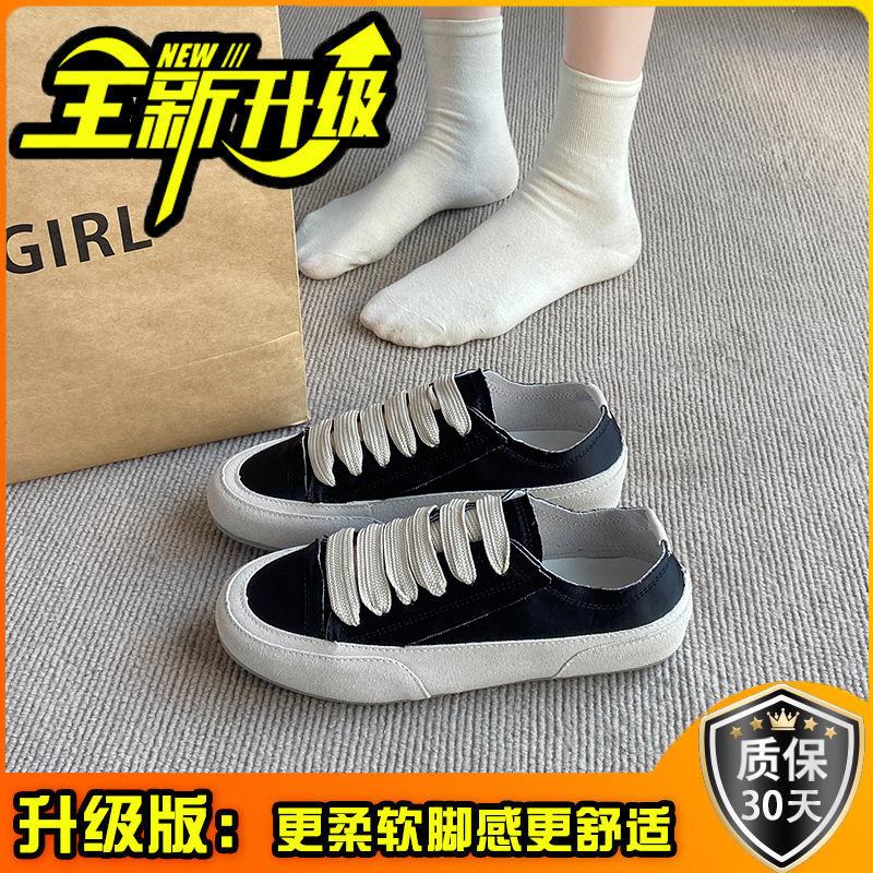 Flat single shoes little white shoes women's satin shoes Spanish niche shoes 2025 new casual sports board shoes half slippers