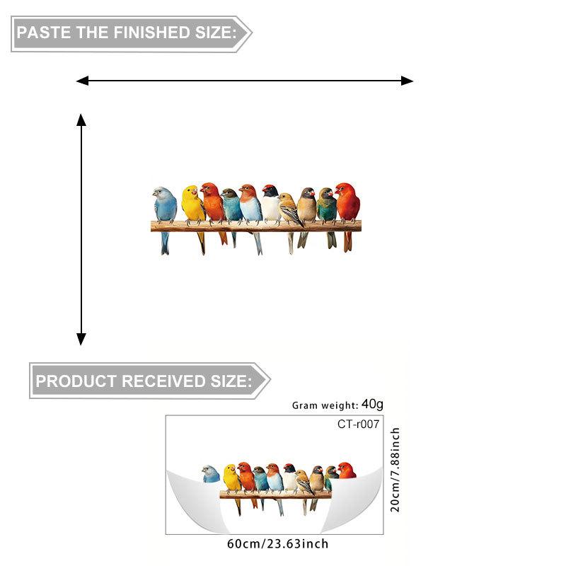 Cute Colorful Bird Static Cling Window Sticker Removable for Bedroom Living Room Glass Home Decor Art