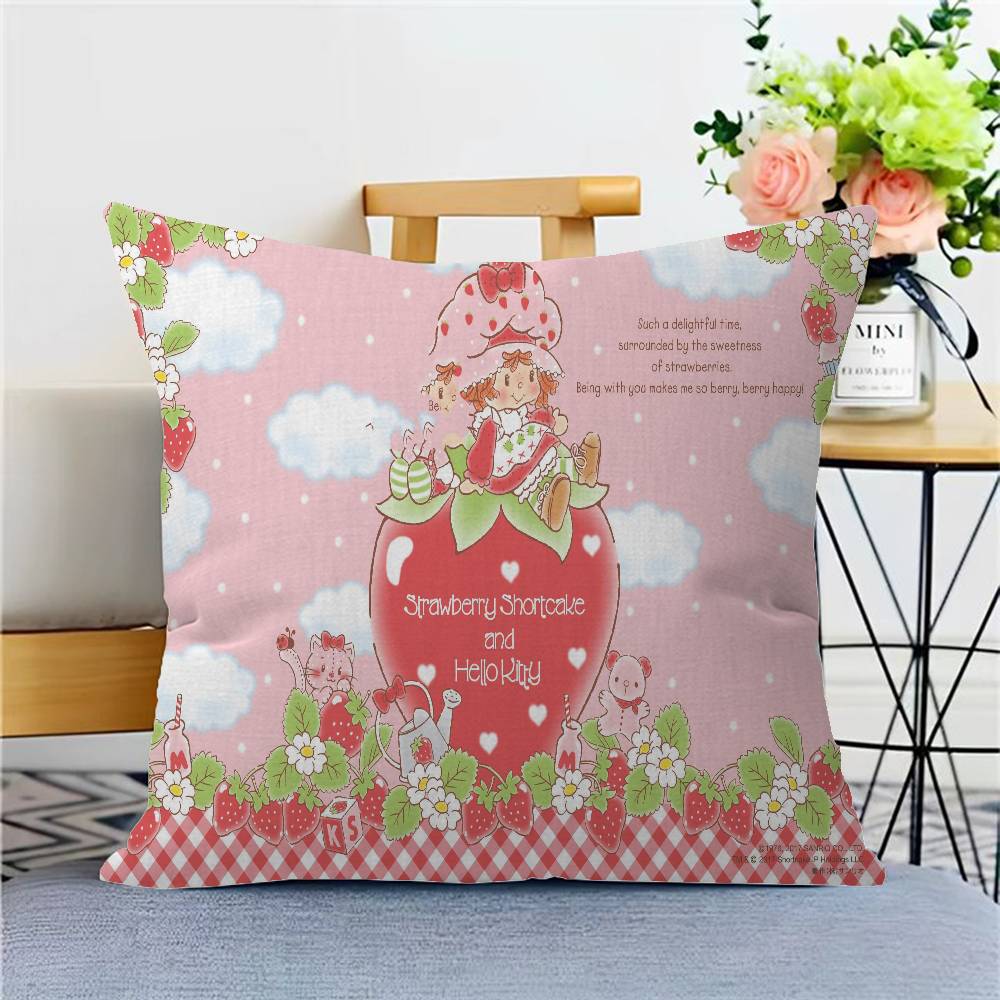 S-Strawberry Cartoon S-Shortcake Girl 45*45cm Cushion Cover Pillow Cover Decor Pillowcase Home Pillowcase For Couch Pillow