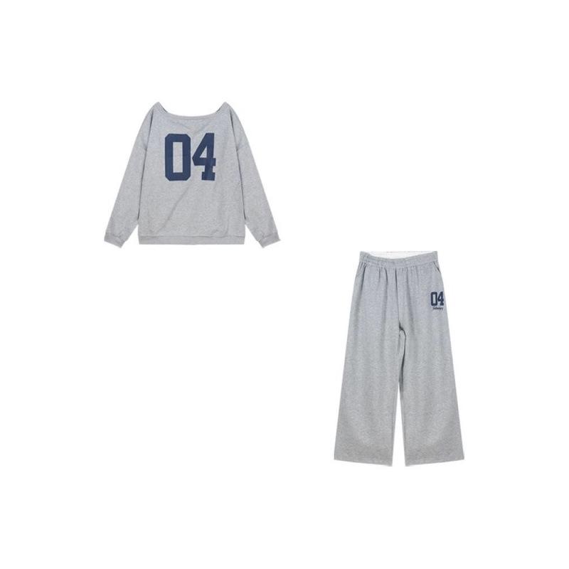 Damski jesienny dres w koreańskim stylu: Luźny Krój i Modelujące Spodnie z Szerokimi Nogawkami Zestaw Dwuczęściowy - Trend Mody Influencerów.